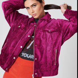 Free People Velvet Pink Trucker Jacket